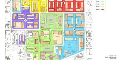 Kort over Revitalisering plan Regent Park Toronto