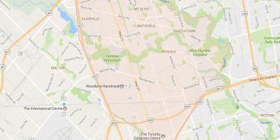 Kort over Rexdale kvarter Toronto