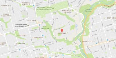 Kort over Rosedale kvarter Toronto