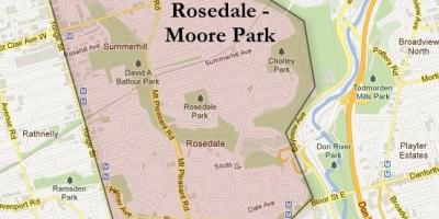 Kort over Rosedale Moore Park og Toronto