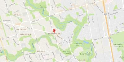 Kort over Thistletownneighbourhood kvarter Toronto