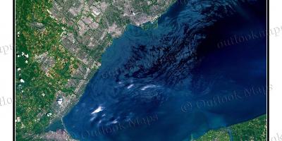 Kort over Toronto og lake Ontario satellit