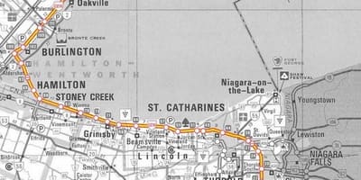 Kort over Toronto QEW Dronning Elizabeth Måde