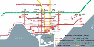 Kort over Toronto sporvogn system