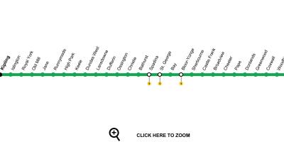 Kort over Torontos undergrundsbane linje 2 Bloor-Danforth