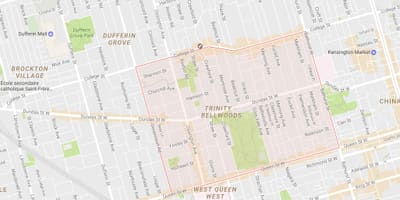 Kort over Trinity–Bellwoods kvarter Toronto