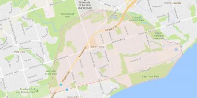 Kort over West Hill-kvarter Toronto