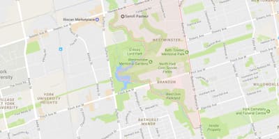 Kort over Westminster–Branson kvarter Toronto
