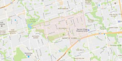 Kort over Willowdale kvarter Toronto