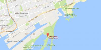 Kort af det Ydre havn og marina Toronto
