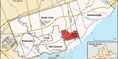 Kort over Øst York Toronto